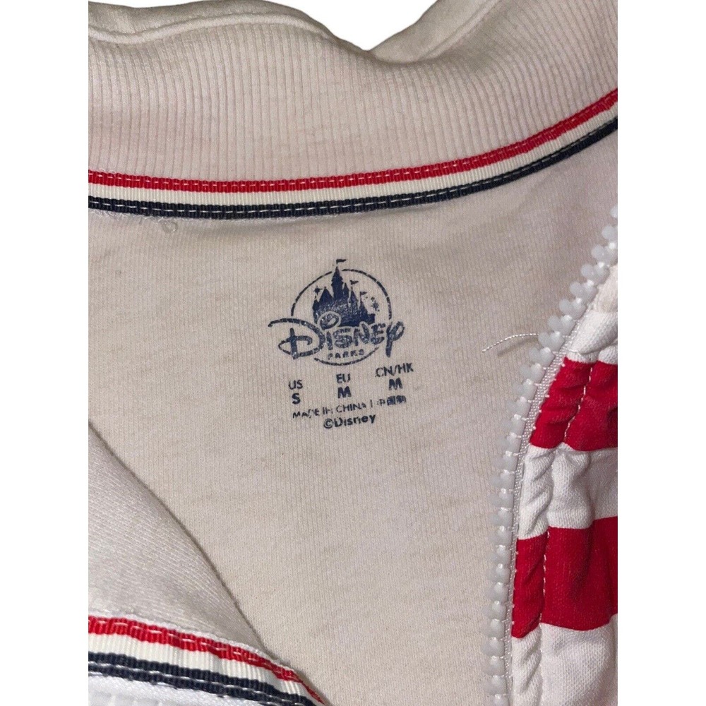 Disneyland 1/4 Zip Flag Adult Size S Red White Blue Pocket Sweatshirt Pullover - Picture 4 of 7